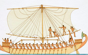 The ancient Egyptians sailing boat