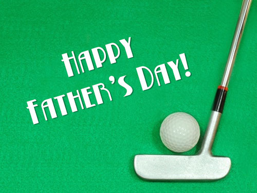 Happy Father's Day wishes with golf ball and stick