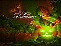 Jack-o-lantern and a girl wishing halloween