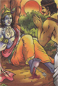 Krishna got hitted by hunter's poisonous arrow