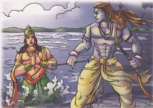 Lord Rama and sea god Samudra