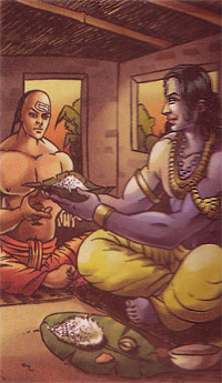 Rantideva giving his meal to a Brahmin