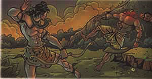 Lord Shiva fighting with deamon Tripura