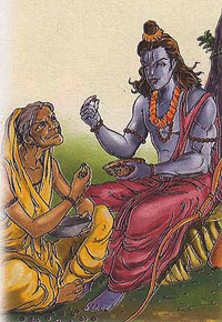 Shabri giving berries to Rama to eat