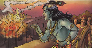 Krishna swalloing the forest fire