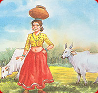 The milk-maid with pail of milk