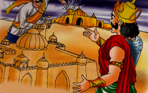 the minister show the power of king chakravan to ravana