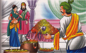 ravana gives gold to afraid of chakravan's power
