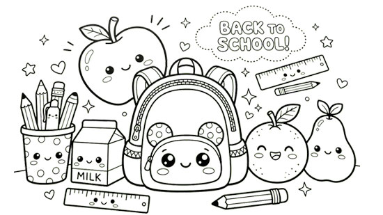 Backpack and school supplies coloring pages – printable coloring images for kids