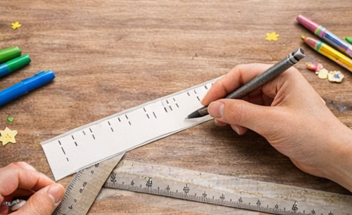 Custom Bookmark Rulers step 2: draw measurement lines