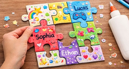 Puzzle piece friendship frame step 5: Arrange the pieces together