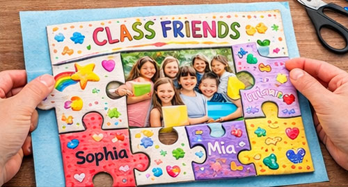 Puzzle piece friendship frame step 6: create the frame base