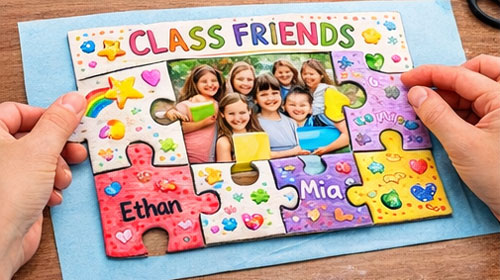 Puzzle piece friendship frame step 7: add a centerpiece