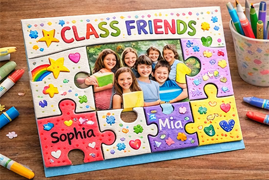 Puzzle piece friendship frame step 8: final decoration