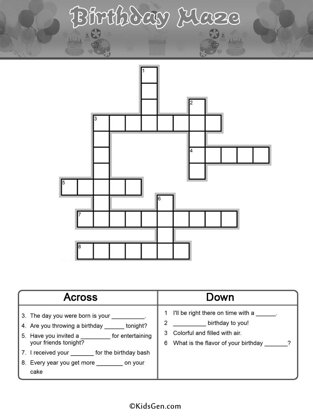Black and White Crossword Puzzle