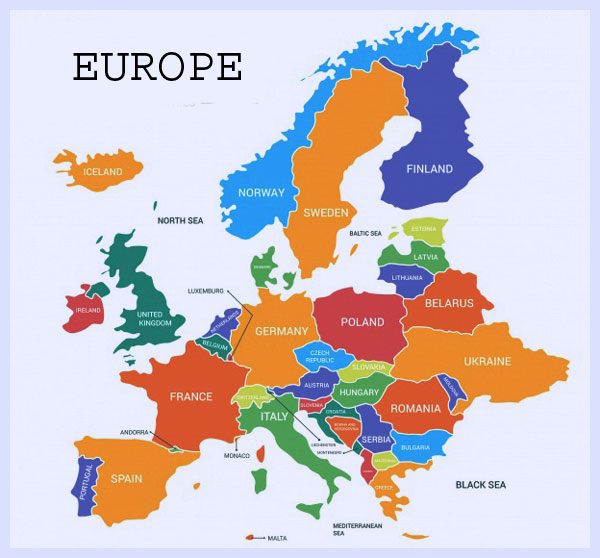 Map of Europe continent