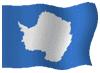 Animated waving flag of Antarctica featuring a white map of the continent on a blue background.