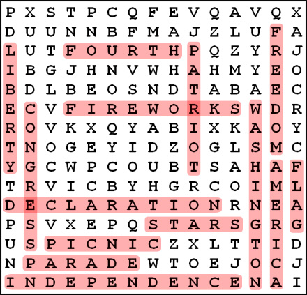 Word Search puzzle answers