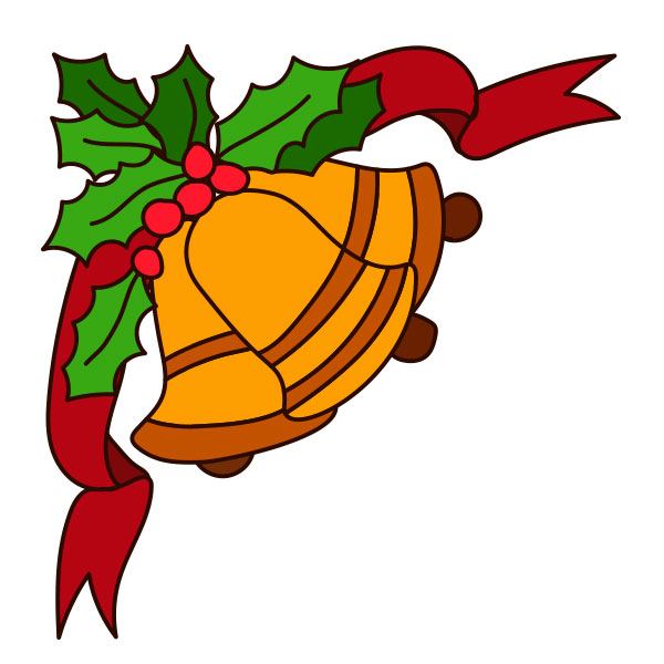 Christmas Bells & Holly - Image to Color