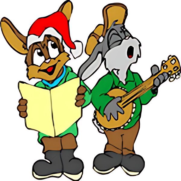 Christmas Caroling Bunnies - Image to Color