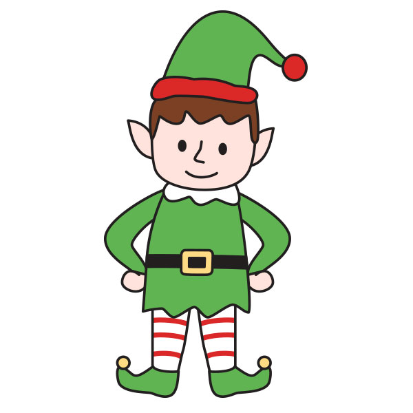 Christmas elf illustration for coloring