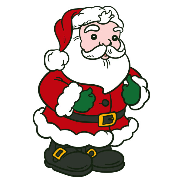 A cheerful Santa Claus illustration, ready as an image to color for Christmas