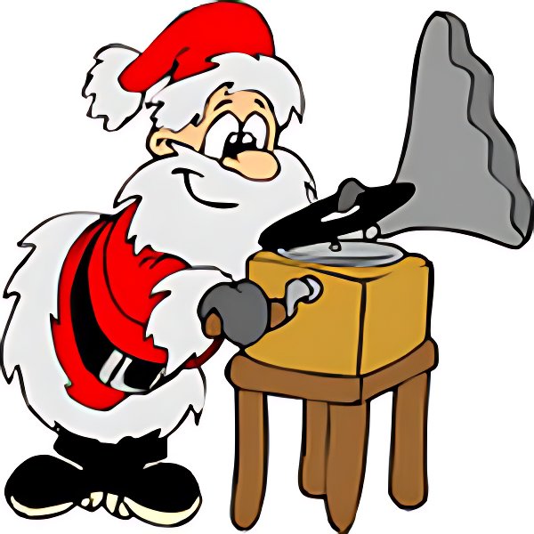 Santa playing gramophone - Christmas Image to Color