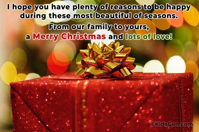 A Christmas image with a wishes for family