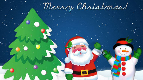 Cute Merry Christmas cartoon design for festive wallpapers and backgrounds