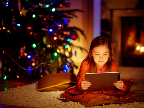 Little Girl Watching Christmas Movies
