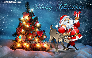 High Definition Christmas wallpaper featuring Santa and Rudolph