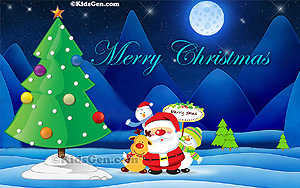 A wonderful 1080i resolution cartoon picture of Santa and other wishing Xmas!