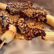 Frozen Bananas covered with chocolate