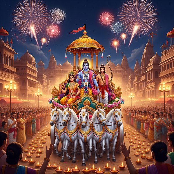 History of Diwali - Rama's return to Ayodhya (Ramayana) as Diwali's origin and history