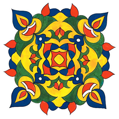 Diwali rangoli, abstract design, vibrant colors