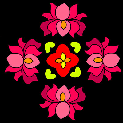 Diwali rangoli, lotus pattern, floral design