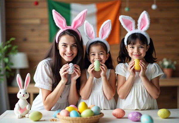 Family members celebrating the Easter in Ireland