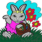 Easter Images to color - Female bunny hunting eggs