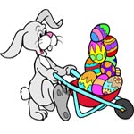 Coloring image - Bunny carring Easter eggs