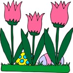 Picture to color - Eggs and Tulip flowers