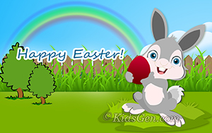 Vector Wallpaper of Easter Bunny and Rainbow