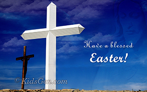 HD Wallpaper of Jesus Christ and cross with blessed Easter wishes