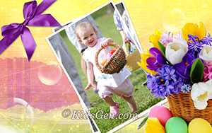 Wallpaper - Little kid celebrating Easter with fun