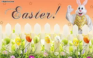 Wallpaper of Easter Bunny and eggs