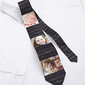 His Little One's 3 Photo Personalized Men's Tie 