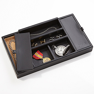 Executive Office Debossed Leather Valet Organizer