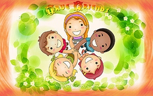 Five little friends showing their true friendship