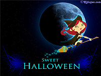 A cute witch wishing sweet Halloween