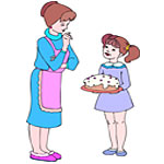 Images to color - Little girl giving gift to her mother on Mother's Day