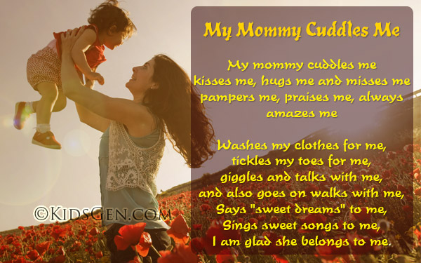 Mother's Day Poem for kids - My Mommy Cuddles Me